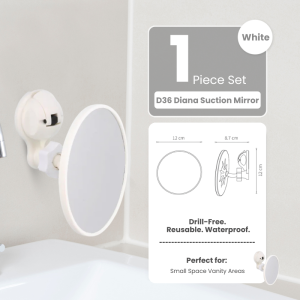 FECA D36 Adjustable Suction Mirror - No-Drill Makeup Mirror for Bathroom & Bedroom | Multi-Angle Vanity Mirror with Strong Suction & Waterproof