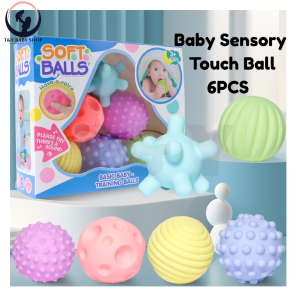 🔥READY STOCK🔥Baby Sensory Touch Balls 6PCS Soft Silicone Textured Sound Balls Early Learning Toy Montessori