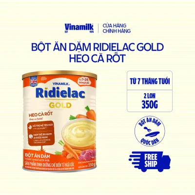 Bột Ăn Dặm Ridielac Gold Heo Cà Rốt - 2 Hộp Thiếc 350g