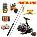 Pancingan 1 Set Lengkap Pancing Dan Memancing Set 1.8M 2.1M Pemintalan Memancing Rod Dengan 5.0:1 Rasio Gear 12 + 1BB Pemintalan Memancing Pening Combo Set Telescopic Carbon Fiber Fishing Rod Set Untuk Carp Bass/pancing 1 set lengkap kuat. 