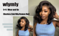 5x5 Wear and Go Glueless Bob Wig Human Hair Pre Plucked Pre Cut Glueless Wigs for Black Women Body Wave Lace Front Wigs Human Hair No Glue Lace Closure Wig for Beginners 180% Density 12 Inch. 