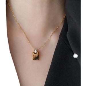 Kalung Titanium Zirkon Kotak Vintage Fashion Korea Elegan Premium Gold Anti Karat