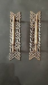 Handle Pintu Rumah Kuningan Antik Motif Tali Ukir 25 cm 2 pcs