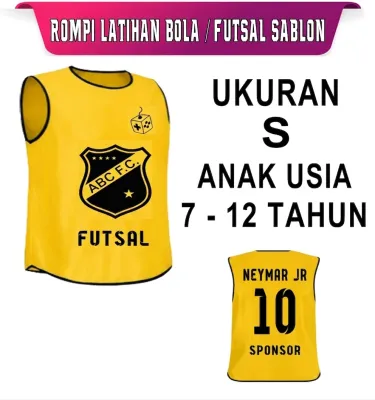 Rompi Bola - Rompi Futsal Anak UK S Plus Custom Sablon 1 Warna 1 Hari Beres