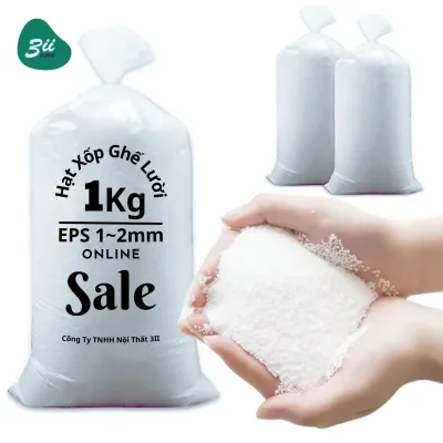 Hạt xốp ghế lười EPS 1–2mm 3II HOME 1kg màu trắng hạt nhỏ êm đàn hồi tốt khử mùi nhồi ghế gối