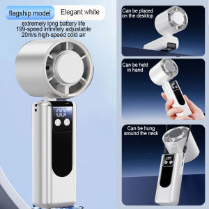 NEW【 199 Speed 】 Rechargeable Mini Small Fan 100-199-Wind-Speeds Handheld Super-Mute High Wind Refrigeration Power Desktop Turbo Fan 迷你风扇