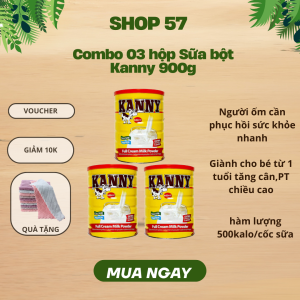 Combo 3 Hộp Sữa Bột Hà Lan Nguyên Kem Kanny 900gThơm Ngon Bổ Sung Năng Lượng Tăng Sức Đề Kháng