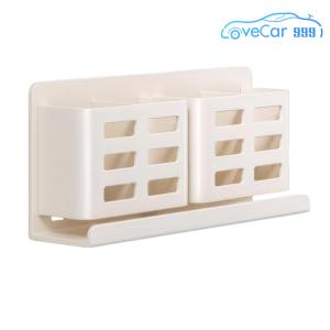 Functional Aluminum Toothbrush Holder Wall Mount with Multiple Compartments for Bathroom Storage