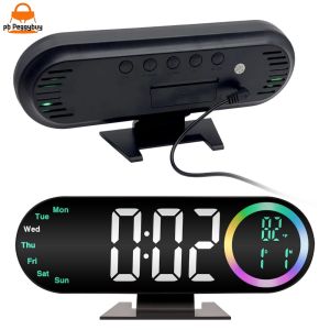 Large Screen LED Desk Clock with Digital Display USB Powered Modern Alarm Clock for Adults Teens Kids