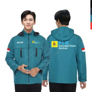 Jaket pria PLN INDONESIA POWER SERVICE GRATIS NAMA CUSTOM hoodie lepas pasnag musim dingin cocok kerja lapangan scotlight