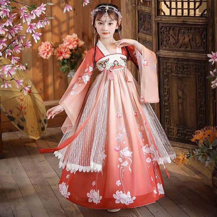 BABYBANG Tang Dynasty Chinese Children Girls Hanfu Dress Outfit Ancient ...