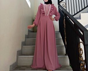 Wilona Maxi Dress/Gamis Terbaru 2024 Kekinian/Termurah/Matt Crinkle/korean style/Dress pesta/polos