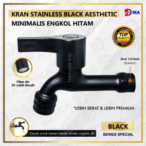 KRAN AIR TEMBOK KUALITAS BAGUS STAINLESS NIKEL JANTUNG KUNINGAN ( FILTER KOTORAN & SELANG TAMAN MESIN CUCI