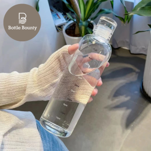 500ML Portable Ins Transparent Glass Bottle with Reminder Time Scale Birthday Couple 520 Gift Botol Air Kaca 时间刻度玻璃水杯