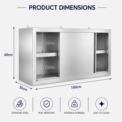 YOYO Kitchen Organizer Stainless Steel Wall Mounted Storage Cabinet Waterproof Rust Resistant Hanging Rack with Clear Acrylic Cabinet Doors