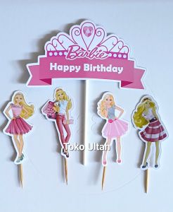 Topper Barbie Custom Foto untuk Hiasan Kue Ulang Tahun / Ultah Anak Karakter (Toper Cake)