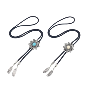 Cao bồi miền tây dây thừng bện Bolo Tie vòng cổ với mặt trời turquoises Mặt dây chuyền đá Cà Vạt chuỗi cho nam giới và phụ nữ