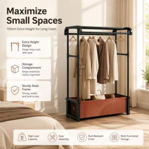 Simple Coat Rack Movable Floor Standing Household Dormitory Hanging Rack Balcony Bedroom Clothes Drying Rack Storage Pole