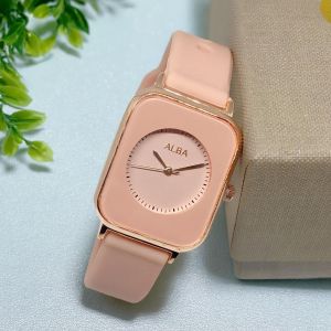Mulia Agung99 Jam Tangan Wanita Alba Wanita Trendy Style Strap Karet Dial Kotak Korean Import