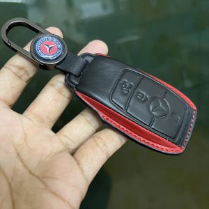 เคสหนังดำแดง รีโมทรถ  Mercedes Benz  พรีเมียมเกรด Premium Grade  (Cow Hide  Leather Key Case Key Sets  Model Mercedes Benz  Key Sets E-Class S Class