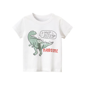 Boy T-Shirt Kids Short Sleeve Top Boys Clothing Stitch Cotton Dinosaur Printing Tshirt Baby Tee