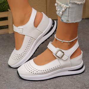Free Shipping Plus-Size WomenS Sandals New Spring Collection Wedge Heel Roman Style With Velcro Straps Size 43