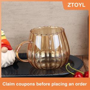 【ZTOYL】 Chịu nhiệt có tay cầm cốc thủy tinh cốc sữa ăn sáng dễ thương văn phòng nhà Cà Phê Cốc Bí Ngô mô hình đồ uống