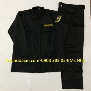 Quần áo vệ sĩ dài tay màu đen vải kaki 65/35 kèm 2 logo tay ngực chuyên nghiệp
