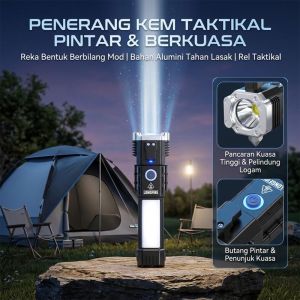 Tactical Flashlight Camping Gear with High Beam and Tactical Grip
