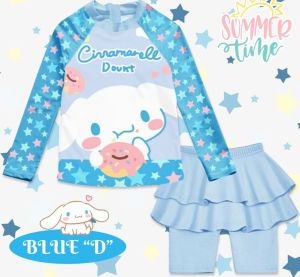 Setelan Baju Renang Anak Perempuan Import Murah Swimsuit Pink Party Flowers Pattern Sanrio