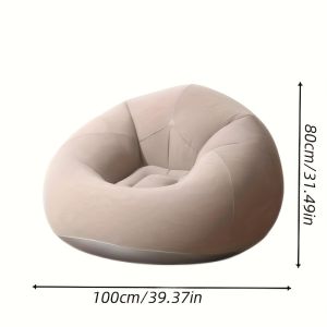 1pc Large Inflatable Bean Bag Chair - Portable & Washable PVC Lounger for Living Room Camping and Outdoor Use - Gray Camping Furniture | Stylish Bean Bag | Durable PVC Material