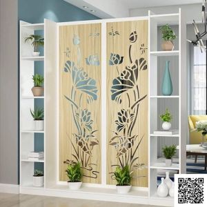 Vách ngăn bình phong hoa sen vân gỗ kết hợp gỗ nhựa