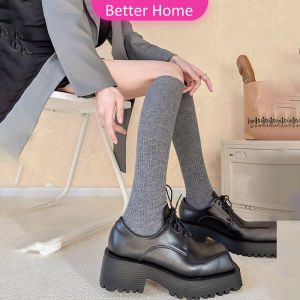 Better ถุงเท้ายาว สไตล์โลลิต้า ยืดหยุ่นสูง สีพื้น สําหรับสวมใส่ทุกวัน Women Socks