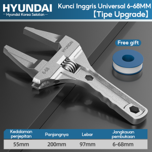 Hyundai Kunci Inggris Universal 6-68MM Kunci Pipa Adjustable Wrench Spanner Kunci Pas Multifungsi