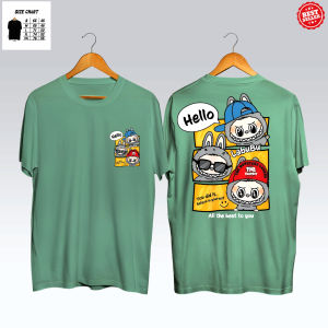 kaos HELLO LABUBU VIRAL - baju distro kaos keren cocok untuk pria dan wanita - TERBARU