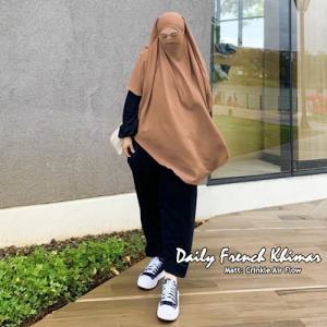 HIJAB JILBAB DAILY FRENCH KHIMAR SYARI CRINKLE AIR FLOW FREE CADAR