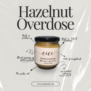 [Made in SG] Hazelnut Cream Spread with milk(Hazelnut Overdose) contains 40% hazelnut 200g