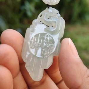 Icy Translucent Natural Type A Jadeite Jade beautifully crafted with old school dragon as pendant certificate weighs 14.63 grams (pendant246)