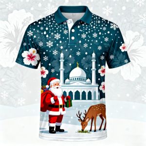 Magsaya ka ng Pasko at Bagong Taon sa 2026! Nailagay ng 3D na polo shirt na may tema ng Pasko angkop sa lahat ng kasarian. Modern Christmas style short sleeved T-shirt.