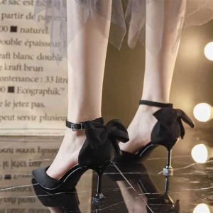 [Free Shipping] WomenS High-Heeled Shoes With A Single Strap New Style Featuring A Delicate Bow And A Shallow Toe Design Perfect For Autumn
