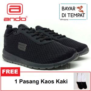 FIURI - Ando - AIDA 33-40 Hitam Putih - Sepatu Kets Wanita - Sepatu Sneakers Wanita - Sepatu Olahraga Sport Wanita - Sepatu Casual - Sepatu Jogging Lari Fitness Gym Senam Wanita- Sepatu Anak Perempuan Cewek - Sepatu Sekolah Bertali SD SMP SMA