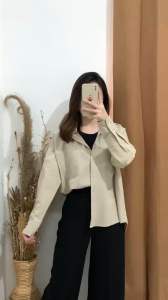 Kemeja Linen Oversize Shirt - Kemeja Polos Shirt - Kemeja Wanita Oversize - Kemeja Oversize Wanita