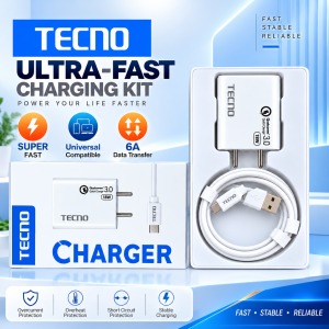 CS : TECNO Original Style 18W Fast Charger Set USB Adapter + Type-C Cable