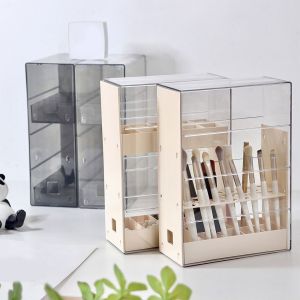 ZM10Q โปร่งใสโปร่งใส ที่จัดเก็บแปรงเครื่องสำอาง กันฝุ่นกันฝุ่น จุได้มาก ชั้นวางลิปสติก ใช้งานได้จริง ถอดออกได้ กล่องเก็บเครื่องประดับ สำหรับบ้าน