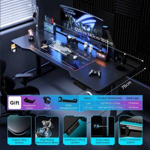 Bapoarm E5 Electric Gaming Desk 18mm Solid Wood Top Smart Height Adjustable 72-117cm Computer Table for Home Office
