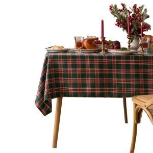 ZENGD Soft Checked Square Plaid Pattern Dining Room for Table Christmas Decorations Table Cover Dining Tablecloths Christmas Tablecloth