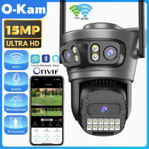 15MP 5G WiFi IP Camera Outdoor Waterproof Triple lens 12MP Camera Ai Auto Tacking Video Security CCTV Surveillance Camera O-Kam Pro APP