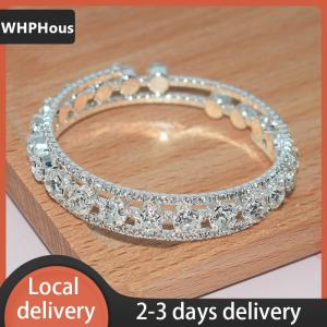 [COD] WHPHous Ship within 24 hours Fashion Crystal Bracelet for Women Wedding Bangle Hand Jewelry Multi-Layer Bridal Rhinestone Bracelet