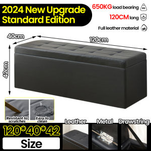 🔥SG Local Seller🔥120cm Storage Bench Leather Storage Stool PU Ottoman Storage Bench Ottoman With Storage Waterproof Multi-functional Retractable Black Shoe Bench Ottoman Stool Stool Chair Foot Stool Simple Bench Sofa Stool Without Backrest   储物凳 换鞋凳 长凳
