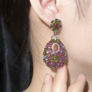 เลื่อมมาใหม่ล่าสุดสีสันสดใส Boho เครื่องประดับสีสันสดใสและสีเขียวคริสตัลหินขนาดใหญ่สำหรับงานเลี้ยง SE174